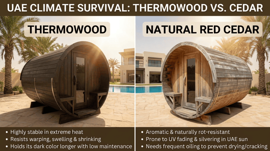 thermowood vs cedar sauna
